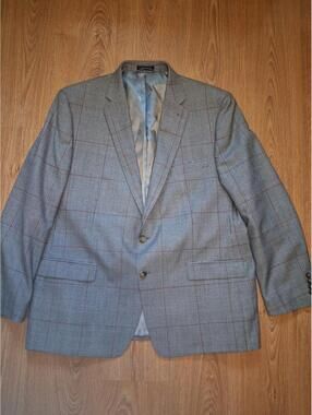 Ralph Lauren Sport Coat Mens 46R Gray Glen Plaid Wool